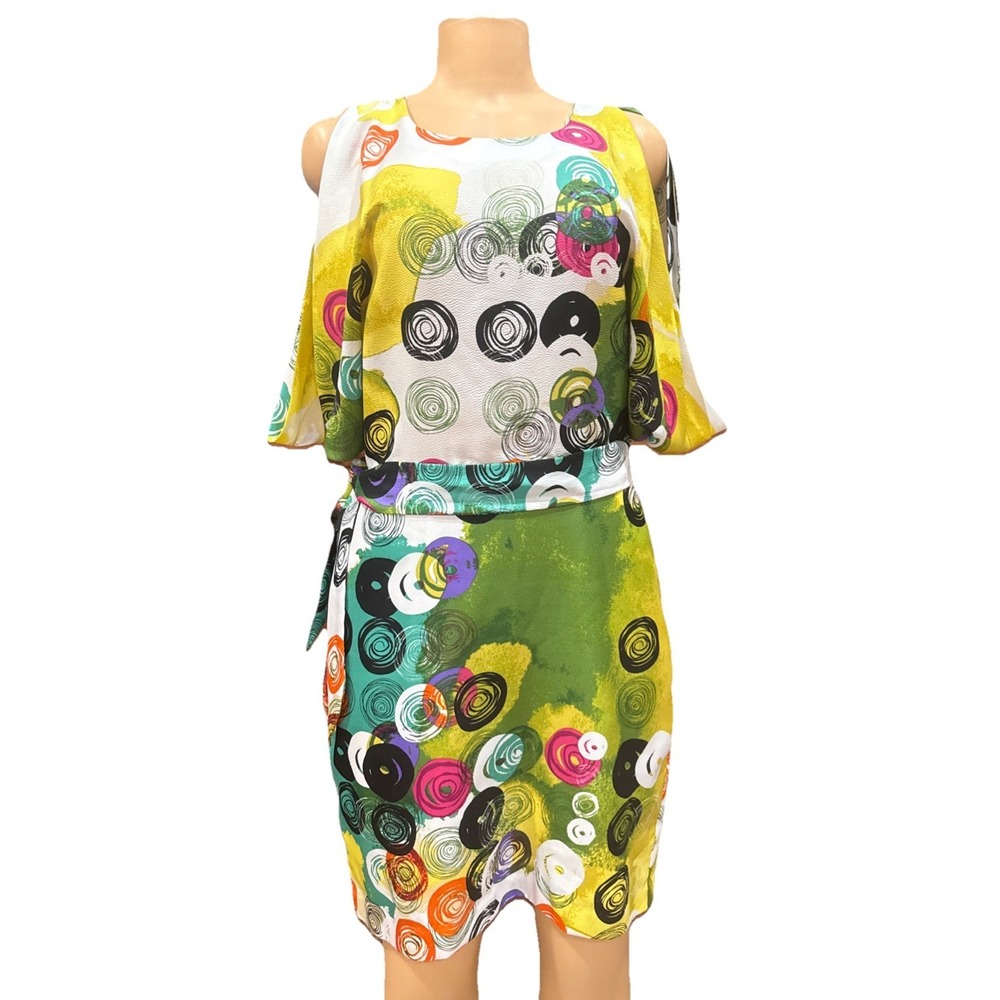 Julie‎ Dillon Cold Shoulder Open Back Sexy Mod Print Mini Dress Sz 8